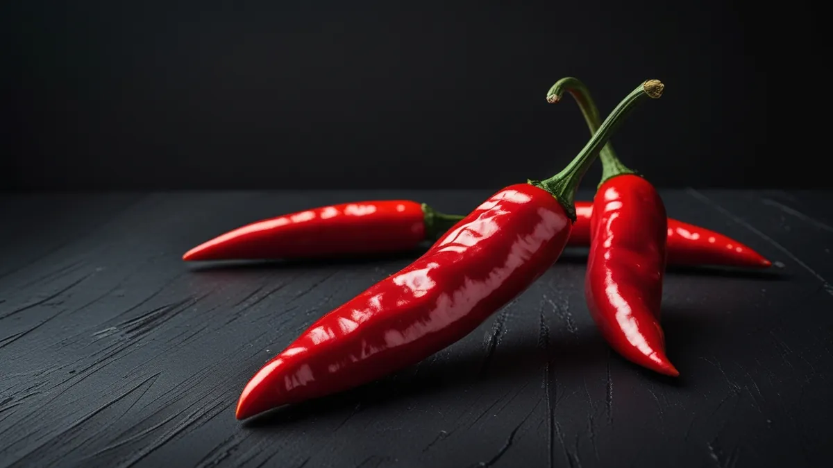 Pimenta vermelha cortada em fundo escuro