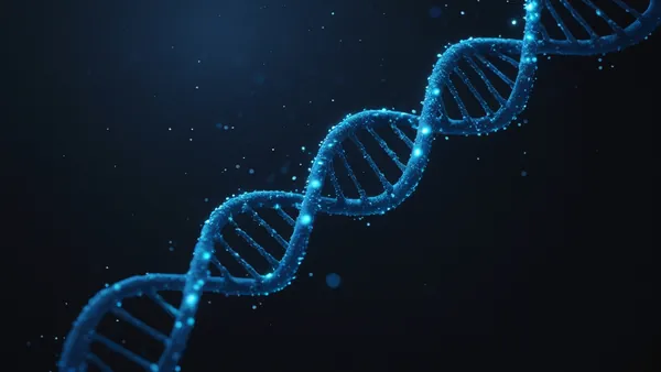 Dupla hélice de DNA em fundo escuro
